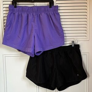 Set of 2 Athletic Shorts Purple Athletic Works and Black Danskin Sz L